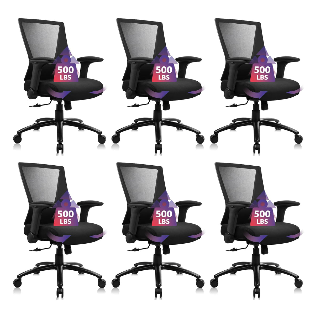 Clatina Big and Tall Office Chair Heavy Duty Ergonomic Desk Chair 500lbs with Flip-up Arms & Wide Thick Seat Cushion Home Executive Swivel Mesh