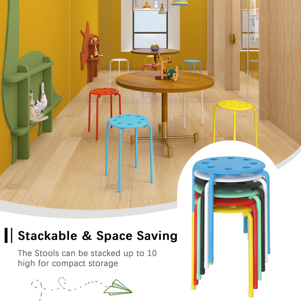 Vecelo 6 Piece Stacking Stools Flexible Seating, 17.7 Inch Standard Height, Portable Stackable Nesting Stools for School Classroom Office, No