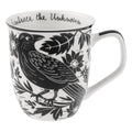 Karma Gifts 14 oz Black and White Boho Mug Raven - Cute Coffee and Tea Mug - Ceramic Coffee Mugs for Women and Men