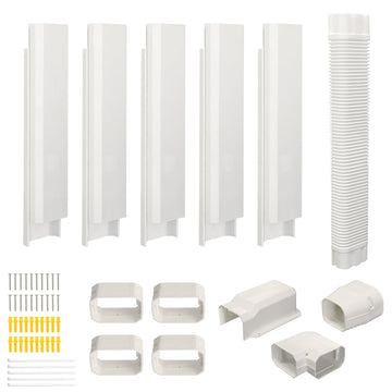 4" 10Ft Mini Split Line Set Cover, Plastic Line Kit for Outside Units, Mini Split Air Conditioner, Central AC and Heat Pump