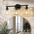 2026 Bathroom Light Fixtures, 3-Light Matte Black Vanity Light, 22 Inch Wall Sconces with Clear Glass Shade, Modern Bathroom Wall Lights for Mirror Kitchen Bedroom Hallway (Exclude E26 Bulb)