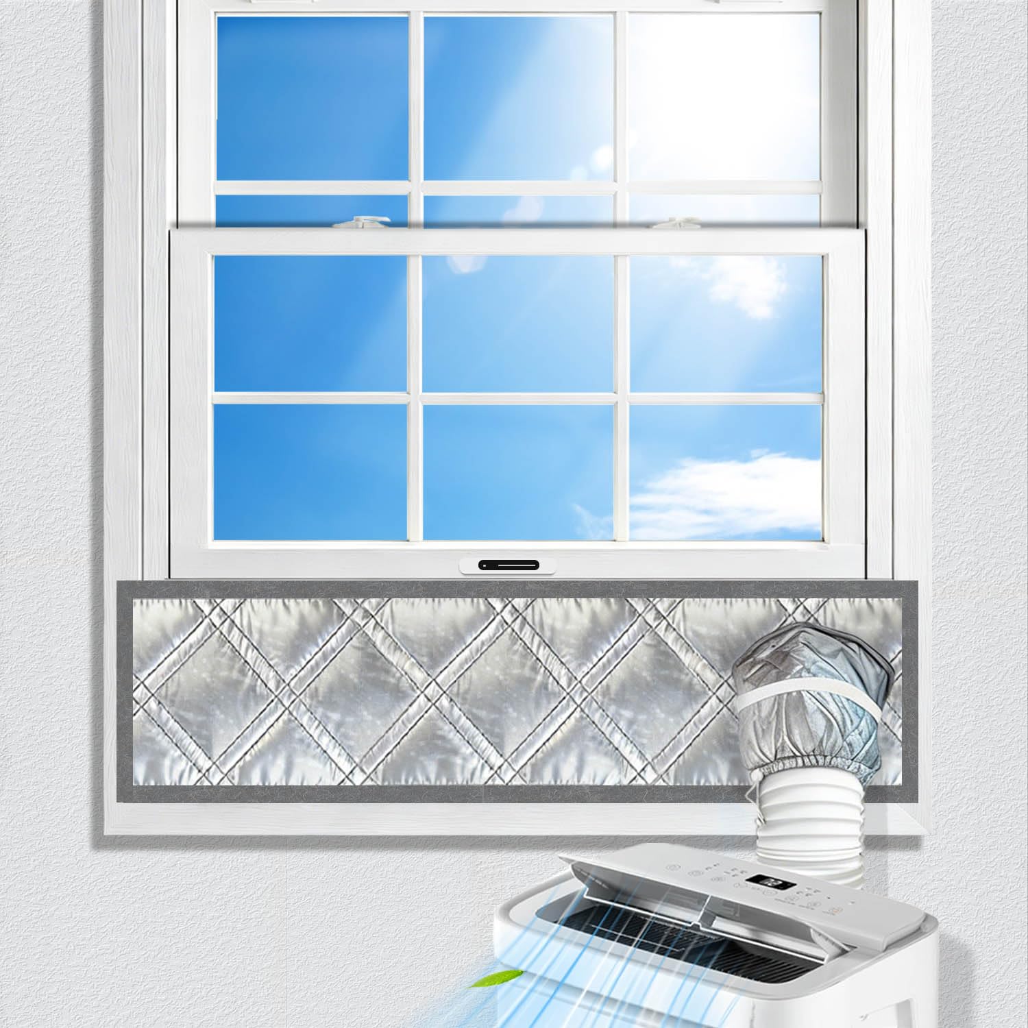 Portable AC Window Seal Kit,39"–Adjustable Vertical/Horizontal Sliding Windows,3-Layer Thickened Unit Window Vent Seal Kit for Portable Air Conditioner,100?Tight Seal Blocks Hot Air,Easy Installation