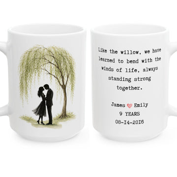 9th anniversary mug willow gift for her him wife husband couple 9 year wedding weeping tree home decor personalized marriage keepsake for spouse
