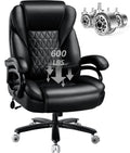 600lbs Big and Tall Office Chair with Pocket Spring Cushion, Ergonomic Heavy Duty Executive Office Desk Chair with Adjustable Lumbar Support,