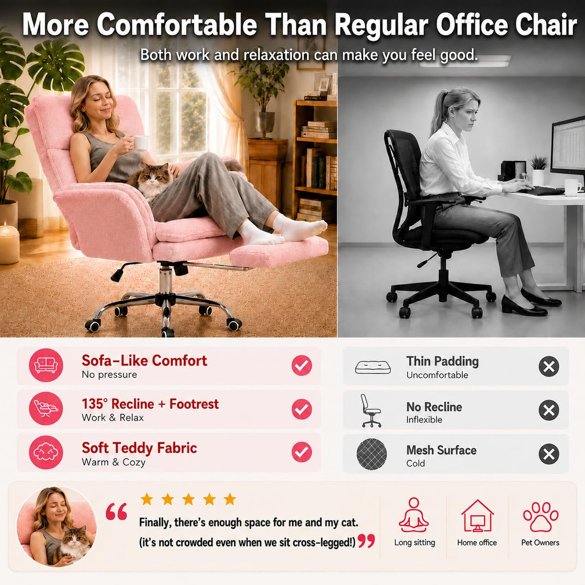 Homigropa Big and Tall Office Chair with Foot Rest & Flip Armrests, Light Grey