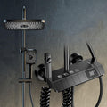 Thermostatic Shower System with Water Saving Mixer Set LED Screen 4 Functions Handheld ABS Top Bidet Spray Tub Spout Gray.,Black-