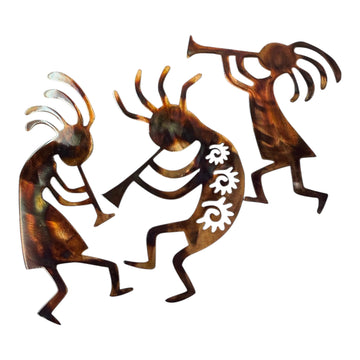 HG Artworks Kokopelli Metal Wall Art Trio