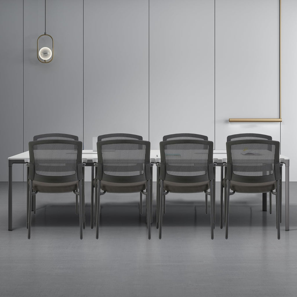 Clatina Black Stacking Chairs Stackable Waiting Room Chairs with Armrest, Mesh Office Reception Guest Chair for Home Desk Conference Lobby
