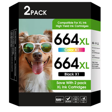 664XL Ink Cartridge Compatible for HP 664 Ink Cartridges Black and Color 664XL Ink Works with Deskjet 5275 4676 4536 4535 3775 3635 2675 2135 1115 Printer (1 Black, 1 Color) 2-Pack