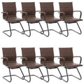 Dm Furniture Office Desk Chair No Wheels Set of 8 Pu Leather Computer Chairs Mid Back Guest Chairs for School Reception Conference Waiting