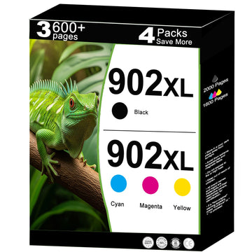 902 XL Ink Cartridges Combo Pack Replacement for HP 902XL to use with OfficeJet 6978 6968 6958 6970 6960 6975 6962 6950 6954 6951 6956 6961 6963 6964 Printer with V13.2.1 Chip (C/M/Y/K,4-Pack)