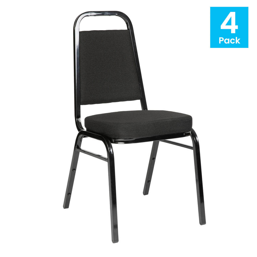 Flash Furniture Hercules Fabric Banquet Chair, Black, 4-pack, Set of 4, Black Fabric/black Frame