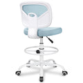 Primy Tall Drafting Desk Chair - Armless, Adjustable Height, Mesh Back, Rolling, Standing Desk Chair for Art Room, Office or Home (light Blue)