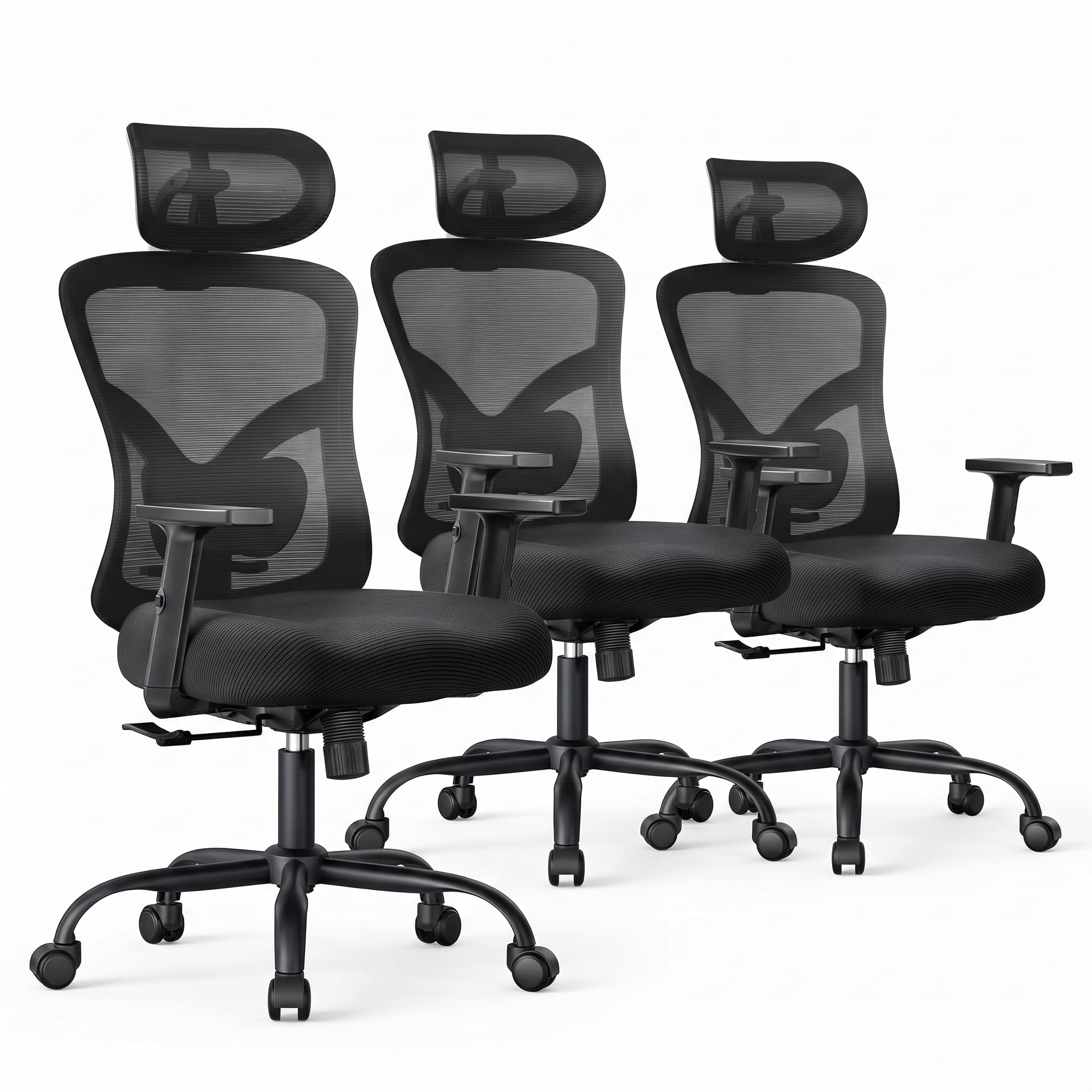Noblewell Ergonomic Office Chair with Padded Lumbar Support, 2d Headrest, Adjustable Armrests, Upgraded Contoured Seat Cushion, 130° Rocking