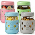 4 Pack Overnight Oats Containers with Lids - Thickened Glass 16 oz Mason Jars with Silicone Sleeves, Wide Mouth Airtight Leak-Proof Chia Seed Pudding Meal Prep Jars for Yogurt Parfait Snacks