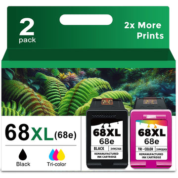 68XL 68 XL Ink Cartridges to 6155e 6100e 6555e Printer Ink Replacement for HP 68e HP68 to Envy 6500e 6152e 6165e 6552e 6558e 6110e 6130e 6131e 6530e 6531e 6532e 6132e 6520e (Black Color Combo 2-Pack)