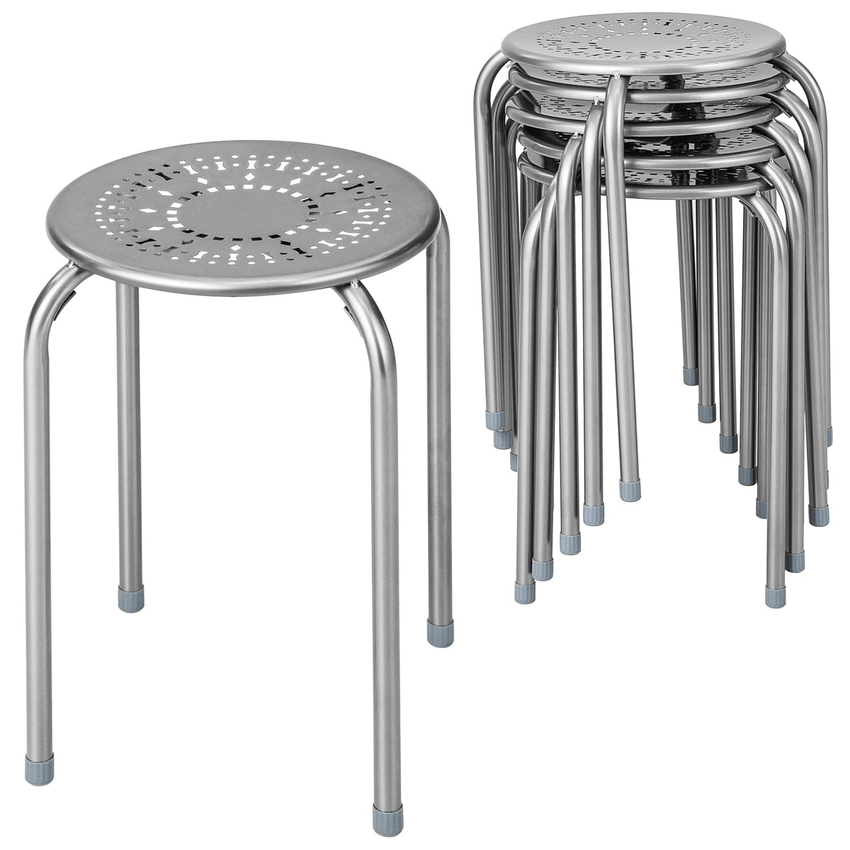 Powerstone Stackable Stools 6 Pack, Portable Metal Stacking Stools for Classroom Round Nesting Chairs Flexible Seating for Home Office School,