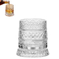 Spinning Whiskey Glasses Set, 360 Degree Rotating Old Fashioned Crystal Tumbler with Unique Relief Base, Rotatable Cocktail Wine Cup for Flavor, Drinking Glassware & Bar Accessories