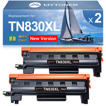 MYTONER Toner Cartridge Replacement for Brother TN830XL TN830 XL/V/R TN-830 Black High Yield for DCP-L2640DW HL-L2460DW L2480DW MFC-L2820DW XL HL-L2405W HL-L2400D 2465DW Printer, 2Pack