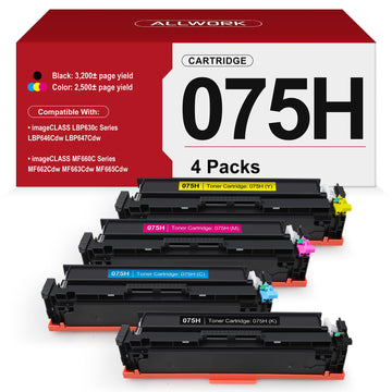 075H 075 High Capacity Toner Compatible Replacement for Canon 075H Toner Cartridge Set Works for Canon Color imageCLASS LBP646Cdw LBP647Cdw MF665Cdw MF663Cdw MF662Cdw LBP640 MF660 Printer Ink, 4-Pack