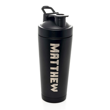 CRU CUPS Custom Stainless Steel Shaker Bottle - Personalized - 24 Ounce - Customize with a Name or Text of Your Choice