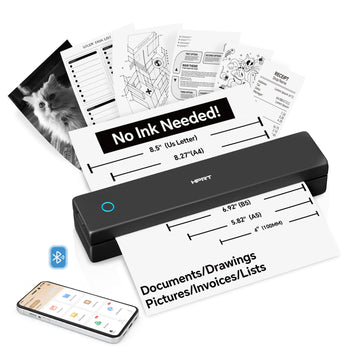 HPRT Portable Thermal Printer-Inkless Printer, Supports Thermal Paper&Labels, Multi-User Bluetooth, Compatible with iOS/Android/Laptop for Home/School/Travel,MT620 Black-203dpi+10sheets
