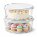 Evelots 2-Pack 10-Inch Airtight Food Storage Container with Lid - Portable Carrier for Pies, Cakes, Cupcakes & More - BPA-Free Clear Plastic - Secure & Easy Transport