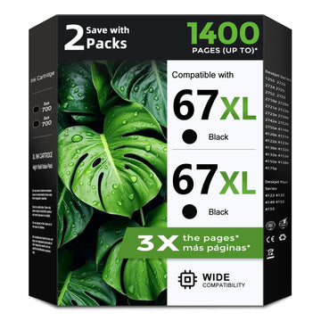 67XL Black Ink Cartridge Replacement for HP Ink 67 HP67XL Cartridges (2-Black)Work with DeskJet 2755e 2855e 2800e 2852e 2827e 4227e 4255e ENVY 2700 6055e 6075 6432e 6455e 6458e 6475e Pro 6455 Printer