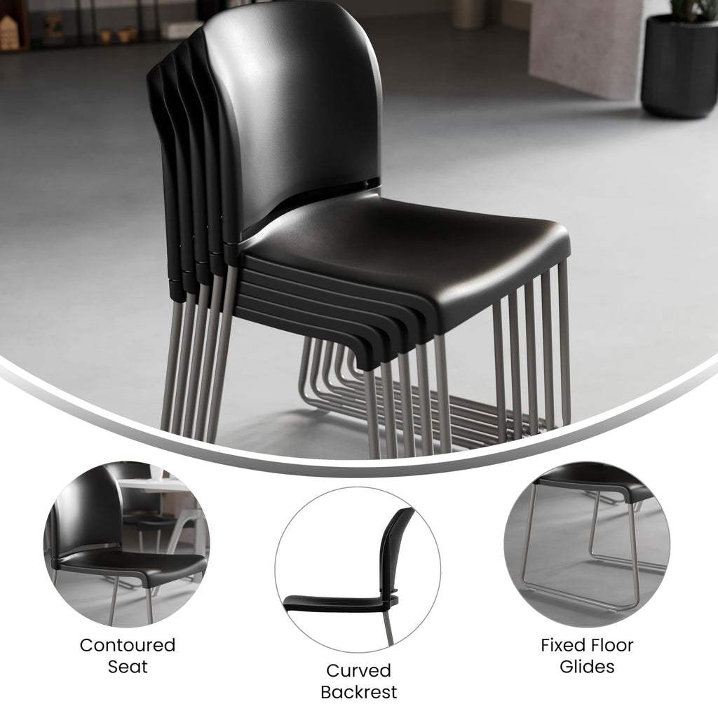 Flash Furniture Hercules Stack Chair, Black, Set of 1