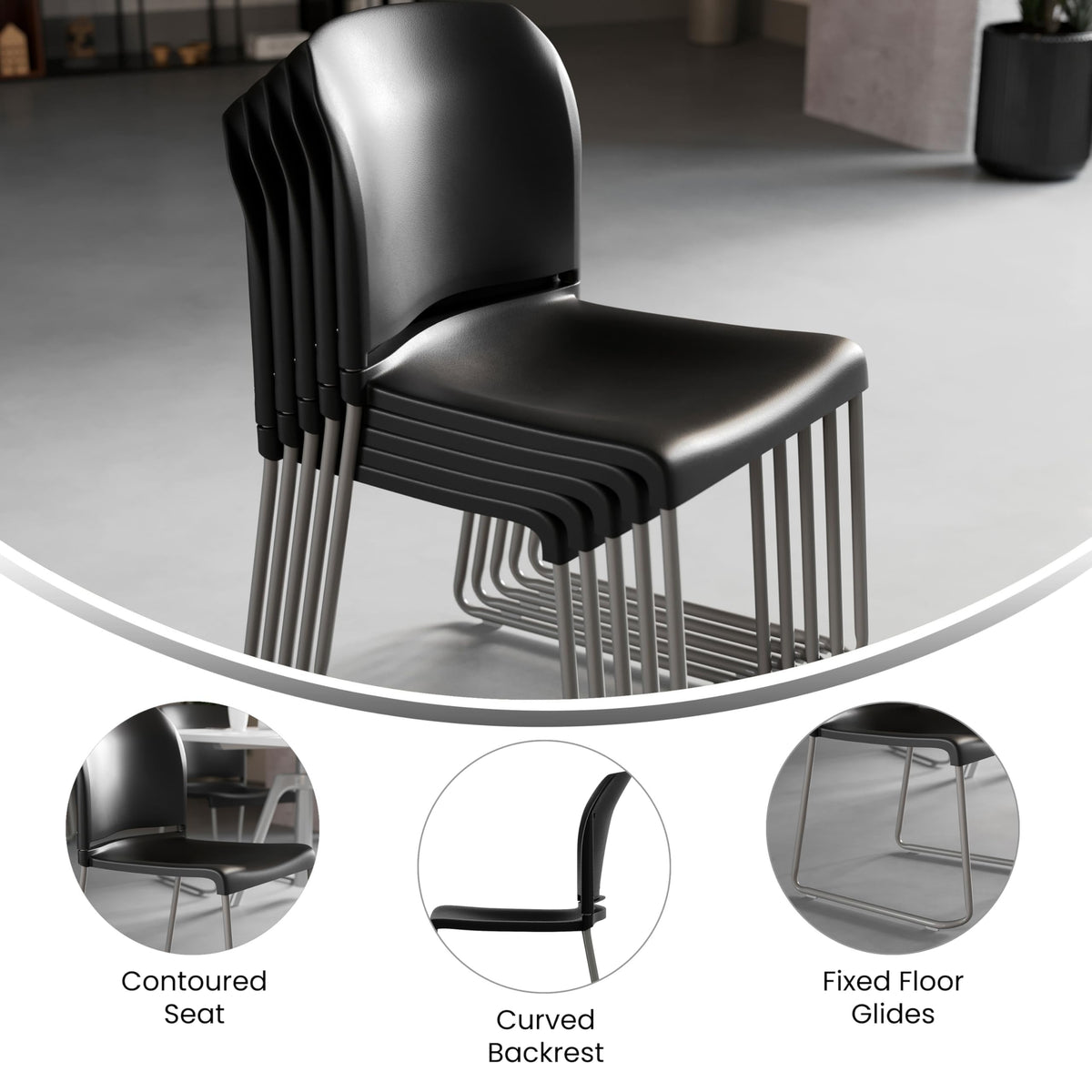 Flash Furniture Hercules Stack Chair, Black, Set of 1