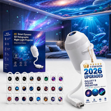 2027 Upgraded Plug and Play Hd Star Projector with 24 Films, Hd Smart Dynamic 5D Holographic Night Light Projector, 2-in-1 Galaxy Star Projector, 360 Rotating, Usb Powered (With 24 Films)