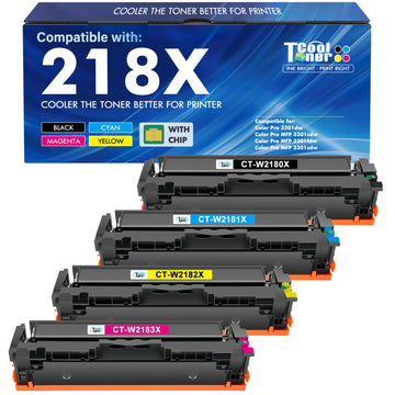 218X Toner Cartridges 4 Pack 218 3301fdw 3201dw 3301 218A Compatible for HP 218X 218A Color LaserJet Pro MFP 3301cdw 3301sdw Printer Ink Set W2180X High Yield with Chip (Black Cyan Yellow Magenta)