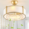 20" Gold Fandelier Ceiling Fans with Lights, Boho Rattan Ceiling Fan with Light Remote Control, Caged Mid-Century Modern with 6 Speeds for Bedroom, Nursery, Living Room