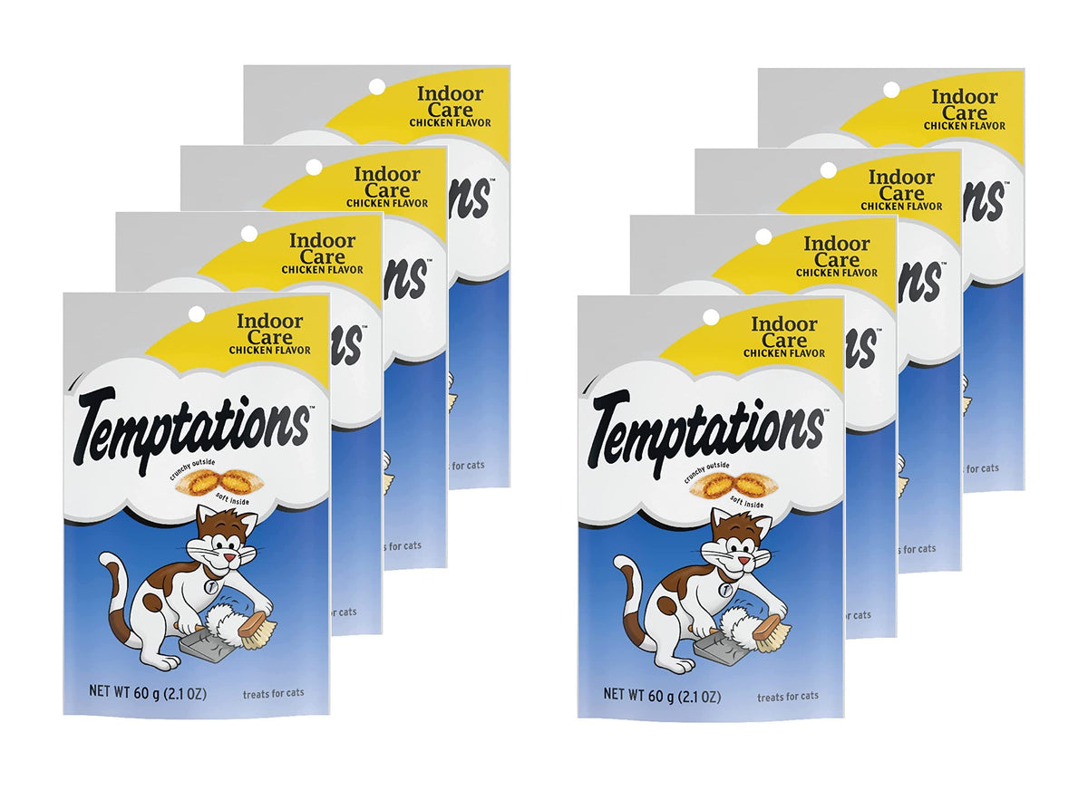 (8 Pack) Temptation Hairball Control Chicken Flavor Crunchy Cat Treats ( 2.1 oz, 60 g)