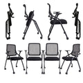 Blaneduo Updated Conference Room Chairs, Folding Office Desk Chair with Lumbar Support and Sliding Armrest with Casters, Stackable Office Guest