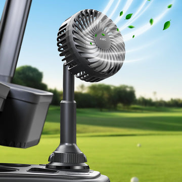 A2C Golf Cart Fan Rechargeable, Cup Holder Base Battery Operated