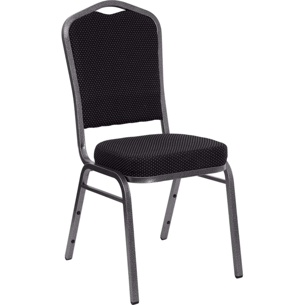 Flash Furniture Hercules Crown Back Stackable Banquet Chair, Silver, 4-pack, Set of 4, Black Dot Patterned Fabric/silver Vein Frame