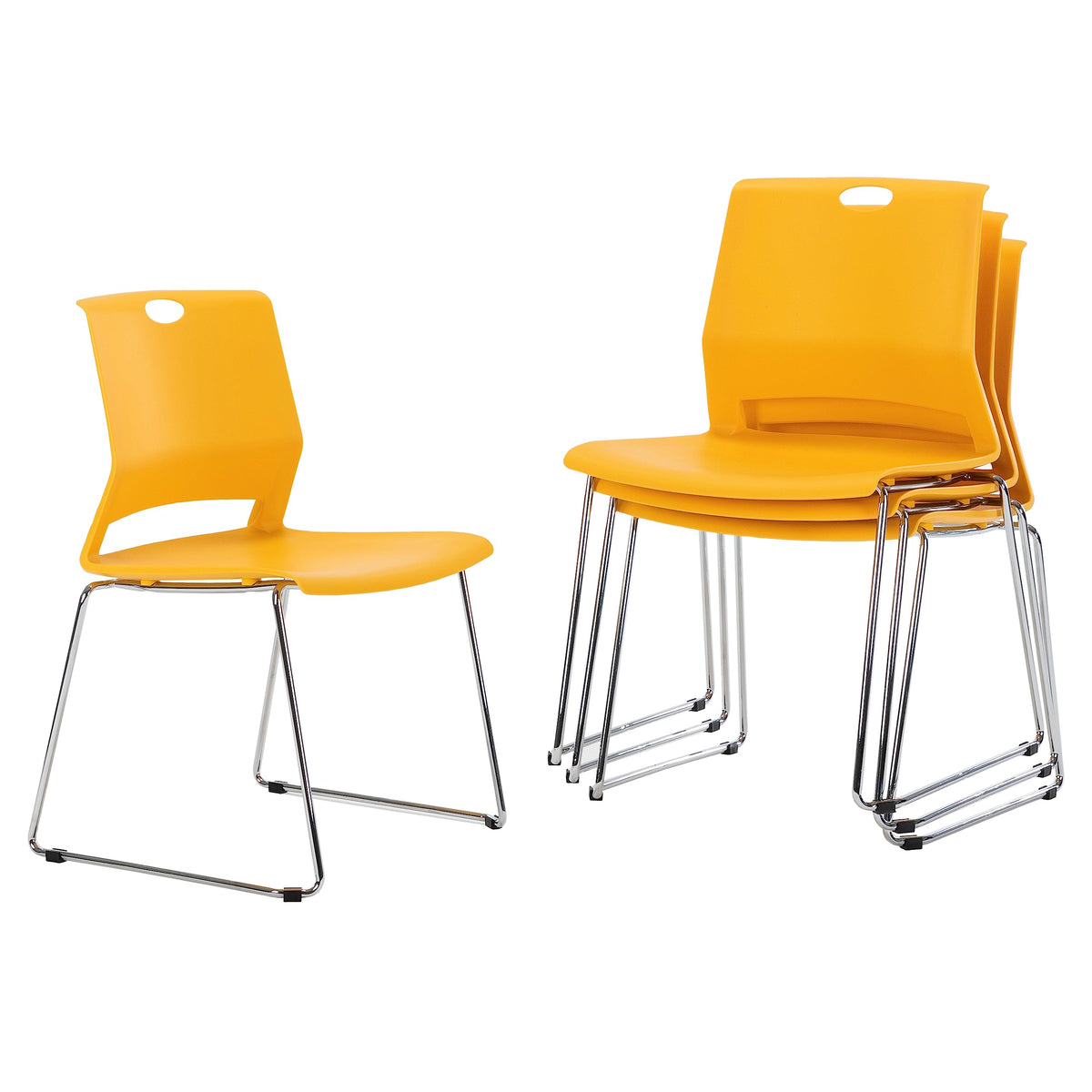 Sidanli Yellow Stacking Chairs-set of 4, 21 inches (L) x 22 inches (W) x 32 inches (H)