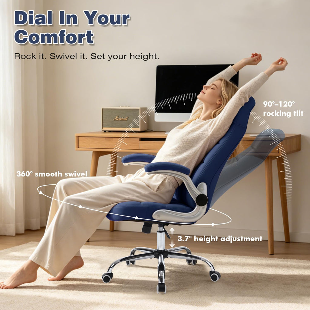 Reficcer High Back Velvet Comfy Office Chair, Blue, 21.25in x 21.25in x 48.22in