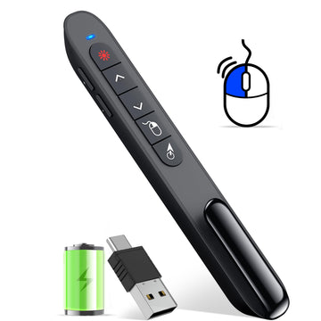 Air Mouse Clicker for Presentation Rechargeable,Presenter Clicker Remote for Classroom Teacher, RF 2.4GHz USB Wireless Presentation PPT Clicker Slide Advancer for Mac, Windows, Laptop, Keynote