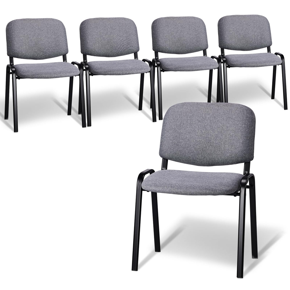 Vingli 5-pack Waiting Room Chairs, Stackable Chair for Office, Fabric-grey