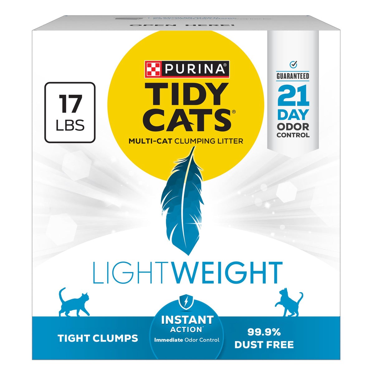 Purina Tidy Cats LightWeight?Instant Action, Odor control, Multi-Cat, Clumping, 99.9 Percent Dust Free Cat Litter - 17 lb. Box