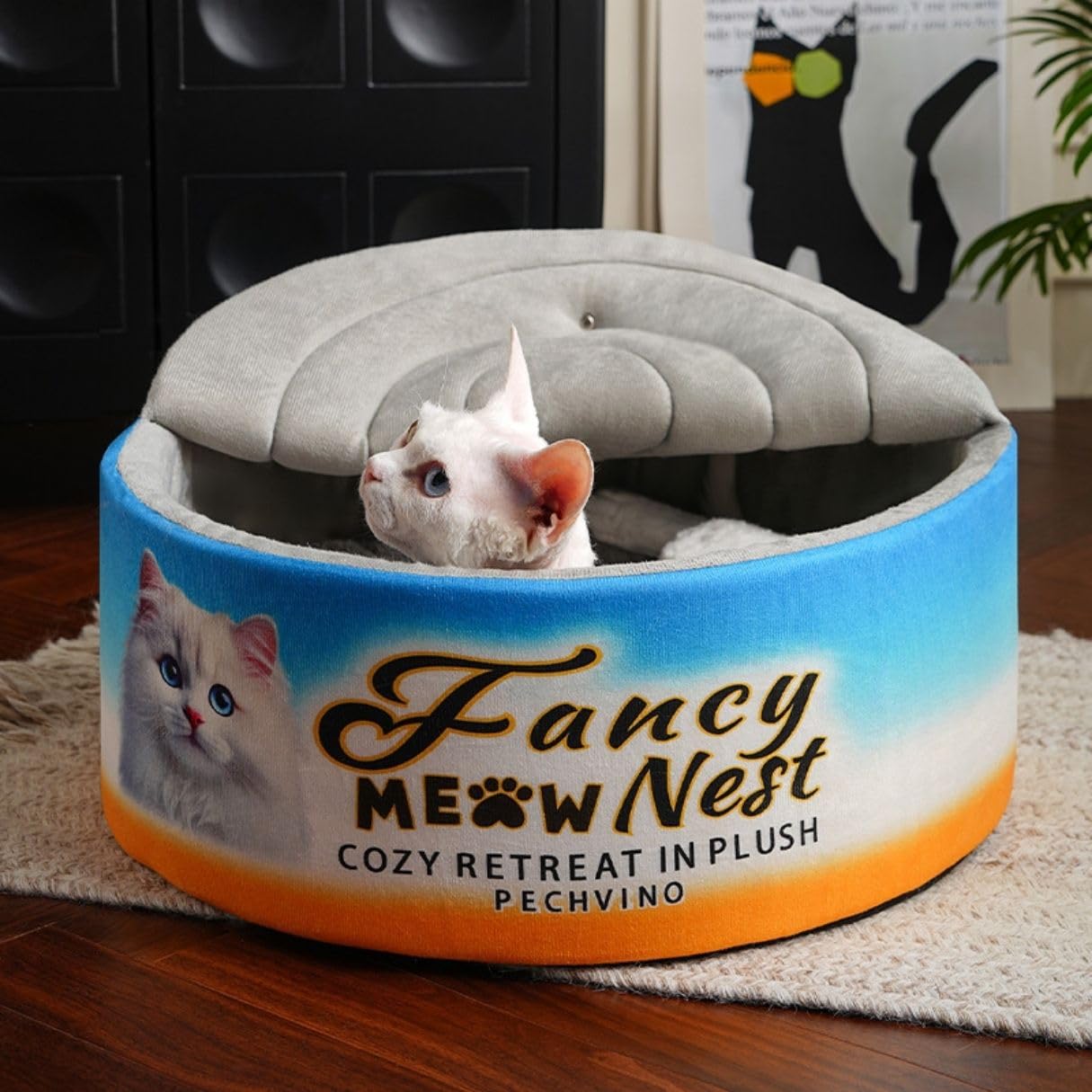 PECHVINO Covered Cat Bed – 19.7" Cozy Hideaway with Soft Lid Design – Enclosed Plush Cave for Indoor Cats and Kittens Can Shape Bed