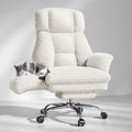 Big and Tall Office Chair, Flip Armrests for Pets & Cross Legged Sitting, White Rose Velvet