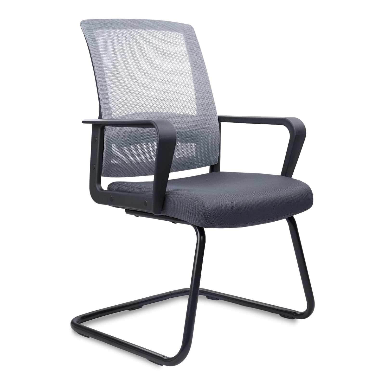 Clatina Office Guest Chair with Lumbar Support and Mid Back Mesh Space Air Grid Series for Reception Conference Room Gray, Grey