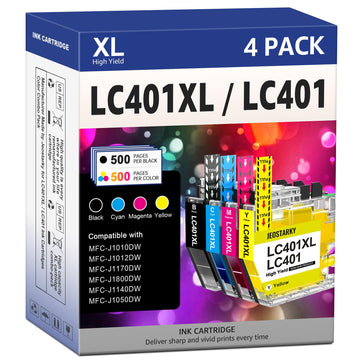 LC401XL Ink Cartridges Compatible for Brother Ink Cartridges LC401 LC401XL for Brother MFC-J1010DW MFC-J1012DW MFC-J1170DW MFC-J1800DW Printer Ink (Black Cyan Magenta Yellow, 4 Pack)