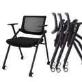 12 Pack Stackable Conference Room Chairs with Wheels and Paddle, Ergonomic Mesh Back and Arms for Meeting, Conference, Reception, Training Room