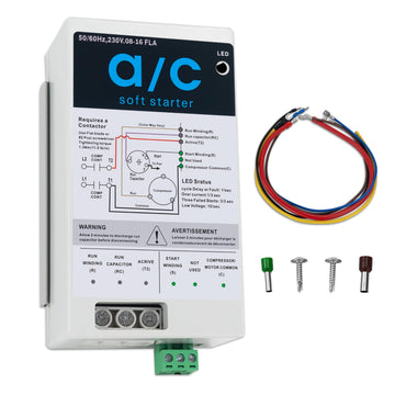 eshcol 16-32A AC Soft Start Kit for Home 4-7 Ton Air Conditioners. | Reduces start-up current by 70%. Suitable for homes, also for RVs, commercial use, and generators. Easy to install (110–240V)