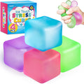 4 Pack Stress Cube, Slow Rising Ice Cube Stress Balls for Adults Kids, Sensory Fidget Toy for Anxiety Relief, Square Shape Squishy Balls for Classroom Prizes, Cube Squishy for Party Favors