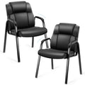 Simple Deluxe Leather Guest Chair with Padded Arm 2 Pack, Rest for Office Reception, Waiting Room, Meeting Conference, Lobby Home Desk Table